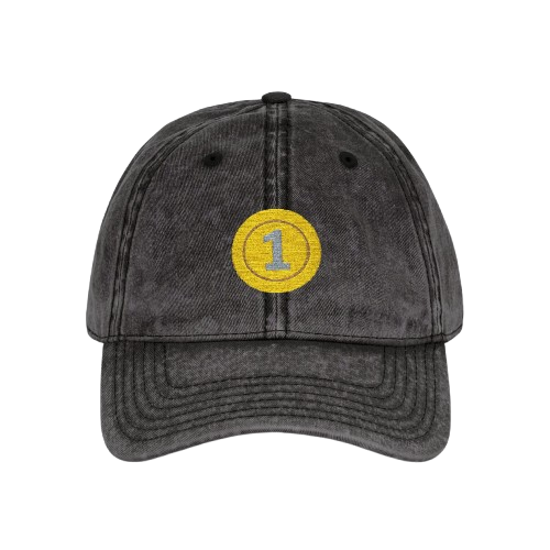 1 coin embroidered cap
