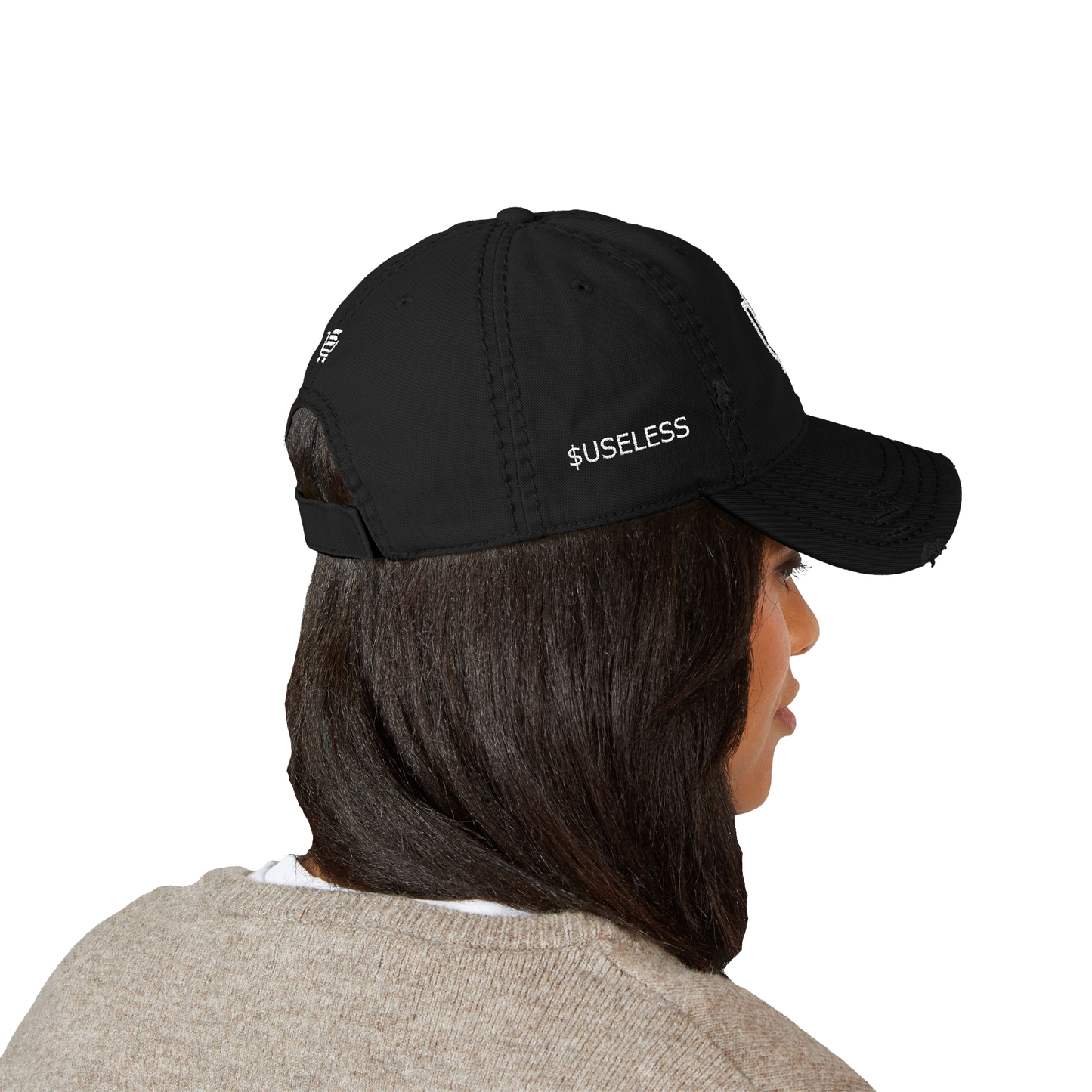 Useless Embroidered Ripped Hat